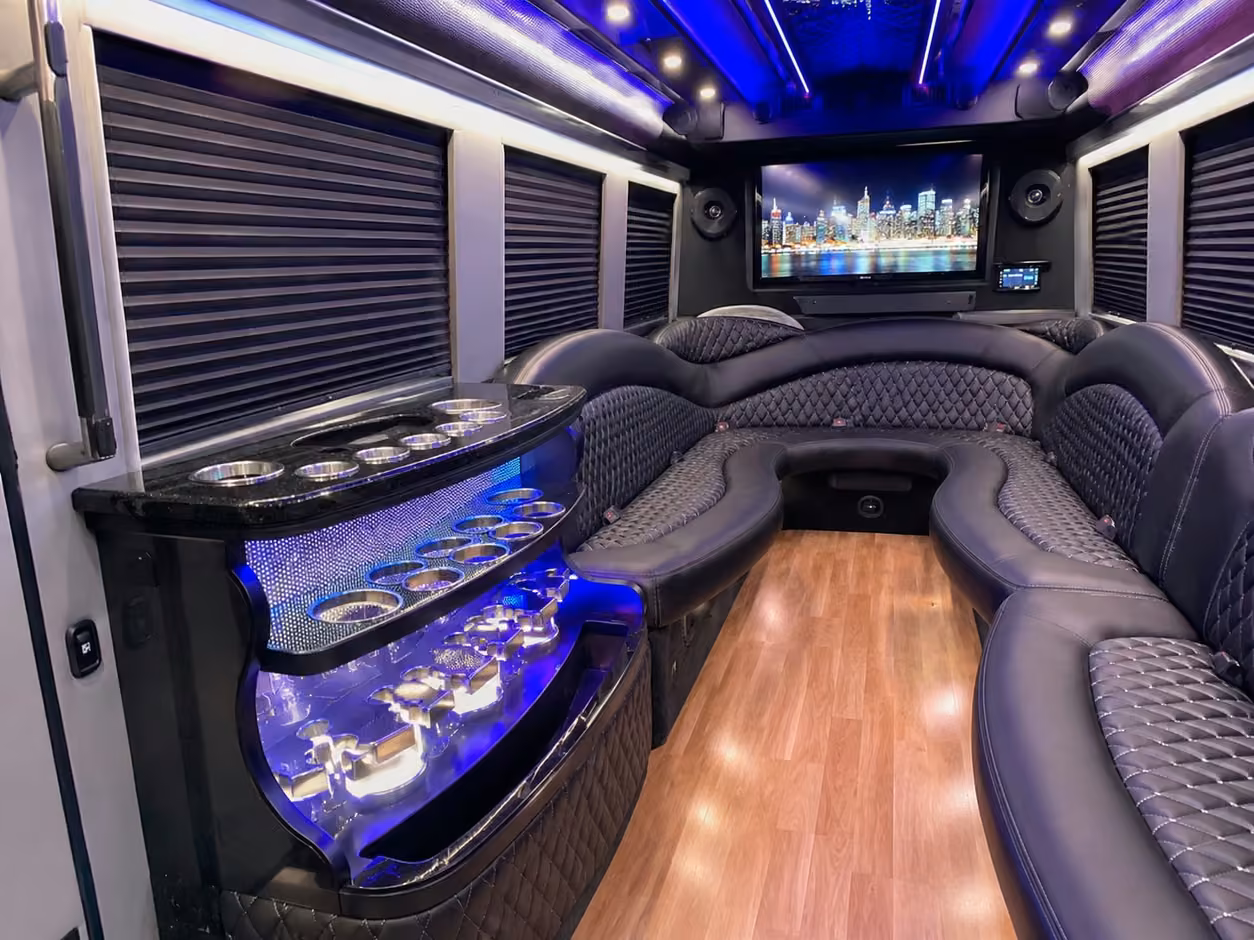 15 passenger party bus inside